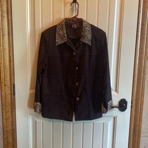 R & K Faux Suede Jacket Brown & Cheetah